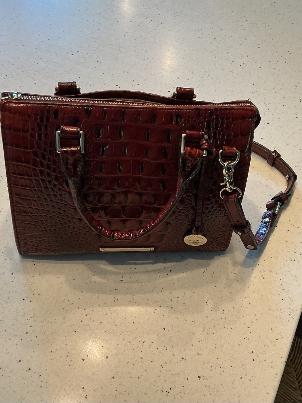 Brahmin anywhere, convertible, satchel, pecan